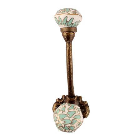 Sea Green Hexagon Small Ceramic Iron Hook-CK-1585